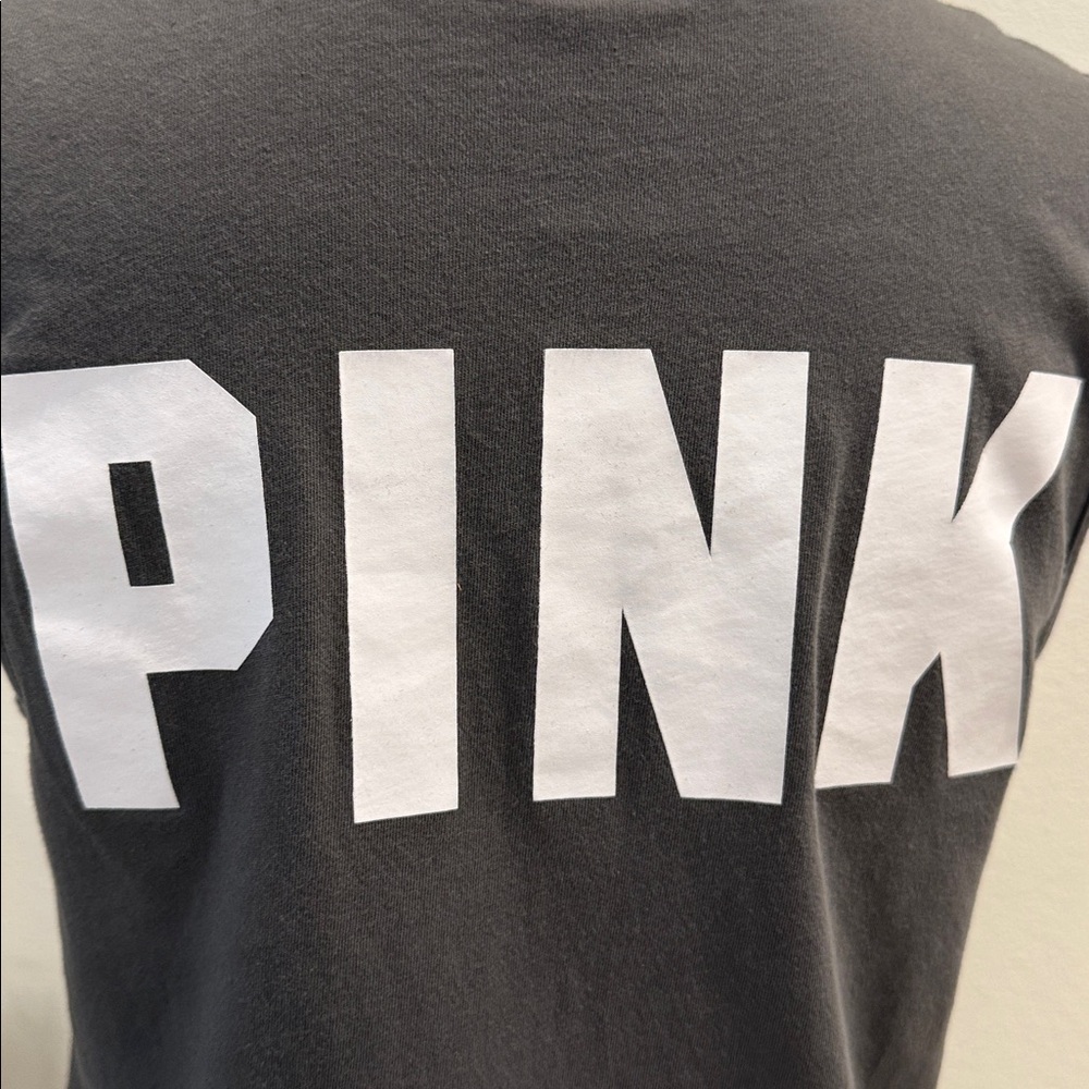 PINK Victoria’s Secret Gray Sleeveless White Stripe Tank Top T-Shirt XS - Picture 7 of 13